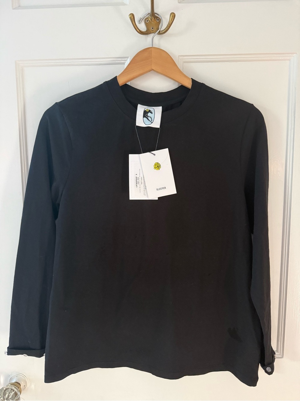 Sleeper Black Long Sleeve Jersey T-Shirt NO Detachable Feathers NWT S Tuckernuck